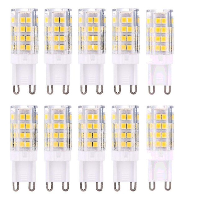 Bombilla LED G9, blanco cálido 3000 K G9 equivalente a una bombilla halógena de 40 W, no regulable, paquete de 10 (hy)