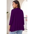 thumbnail image 4 of Daystry Plus Size Cardigan for Women 3/4 Sleeve Casual Open Front Light Cardigan Purple-2X, 4 of 8
