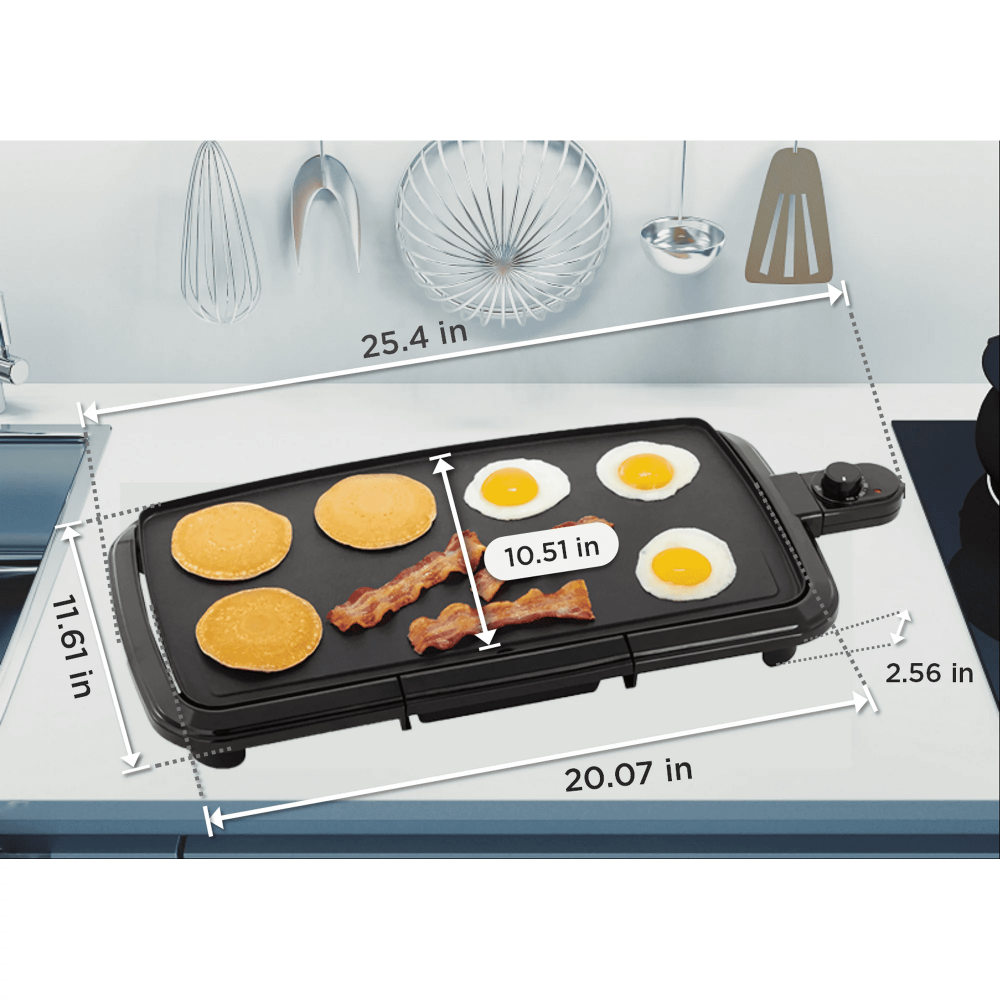 Mainstays 20" Electric Black Griddle with Adjustable Temperature Control