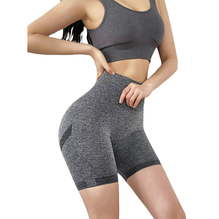 OBICUM Gym Shorts for Women High Waist Yoga Shorts Seamless Tummy Control  Butt Lifting Athletic Workout Running Shorts, Grey, S : :  Fashion