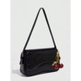 thumbnail image 4 of Women's Black Crocodile Embossed Shoulder Bag with Adjustable Strap, 4 of 6