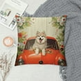thumbnail image 2 of GOSMITH  Custom Name Welcome Spring Dog Throw Pillow Cover Alaskan Malamute Puppy Driving a Vintage Car Summer Flowers and Lawn Decor Home Couch Cushion Pillowcase, 2 of 5