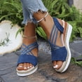 thumbnail image 2 of Rokment Platform Wedges Strappy Dress Sandals for Women 2026 Beach Fashion Casual Open Toe Chunky High Heels Espadrilles Slingback Gladiator Summer Shoes Blue Size 7.5, 2 of 6