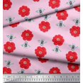 thumbnail image 2 of Soimoi Crepe Silk Fabric Floral & Bee Insects Fabric Prints by Yard 42 Inch Wide, 2 of 3