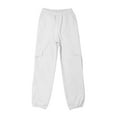 thumbnail image 4 of Ltctricy Girls' Cargo Joggers Children Lightweight Elastic Waist Pull on Cinch Bottom Sweatpants Casual Athletic Pants(White,13-14 Years), 4 of 7