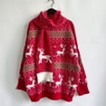 thumbnail image 5 of Gibobby Suéter navideño mujer Moda mujer cuello redondo manga larga de nieve Jacquard Navidad suéter bufanda conjunto de dos piezas(Rojo,CH), 5 of 5