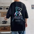 thumbnail image 5 of Ougyinr Men's T-shirts Tee Top Cotton Summer Crew Neck Rolle Short Sleeve Reflective Bear Print T-Shirt Plus Size, 5 of 11