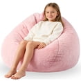 thumbnail image 1 of Sillón puff ENBAOHUI de 94 cm de felpa sintética rosa con espuma viscoelástica, 1 of 7