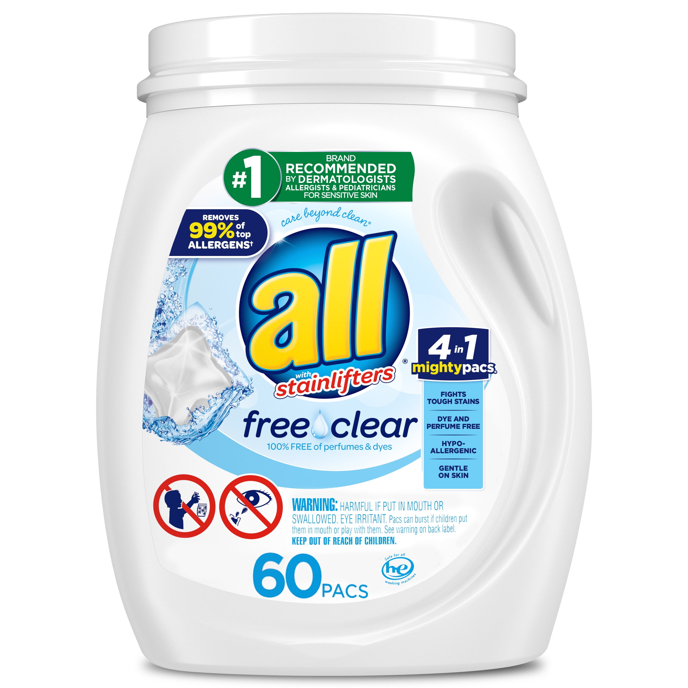 All mighty pacs laundry detergent pacs free clear for sensitive skin