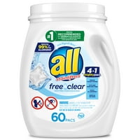 60-Count All Mighty Pacs Laundry Detergent Free Clear