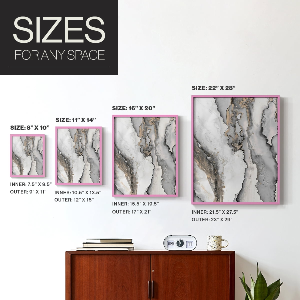 Abstract Ink Fantasy III in Paper Solid Wood 11 x 14 Framed Print