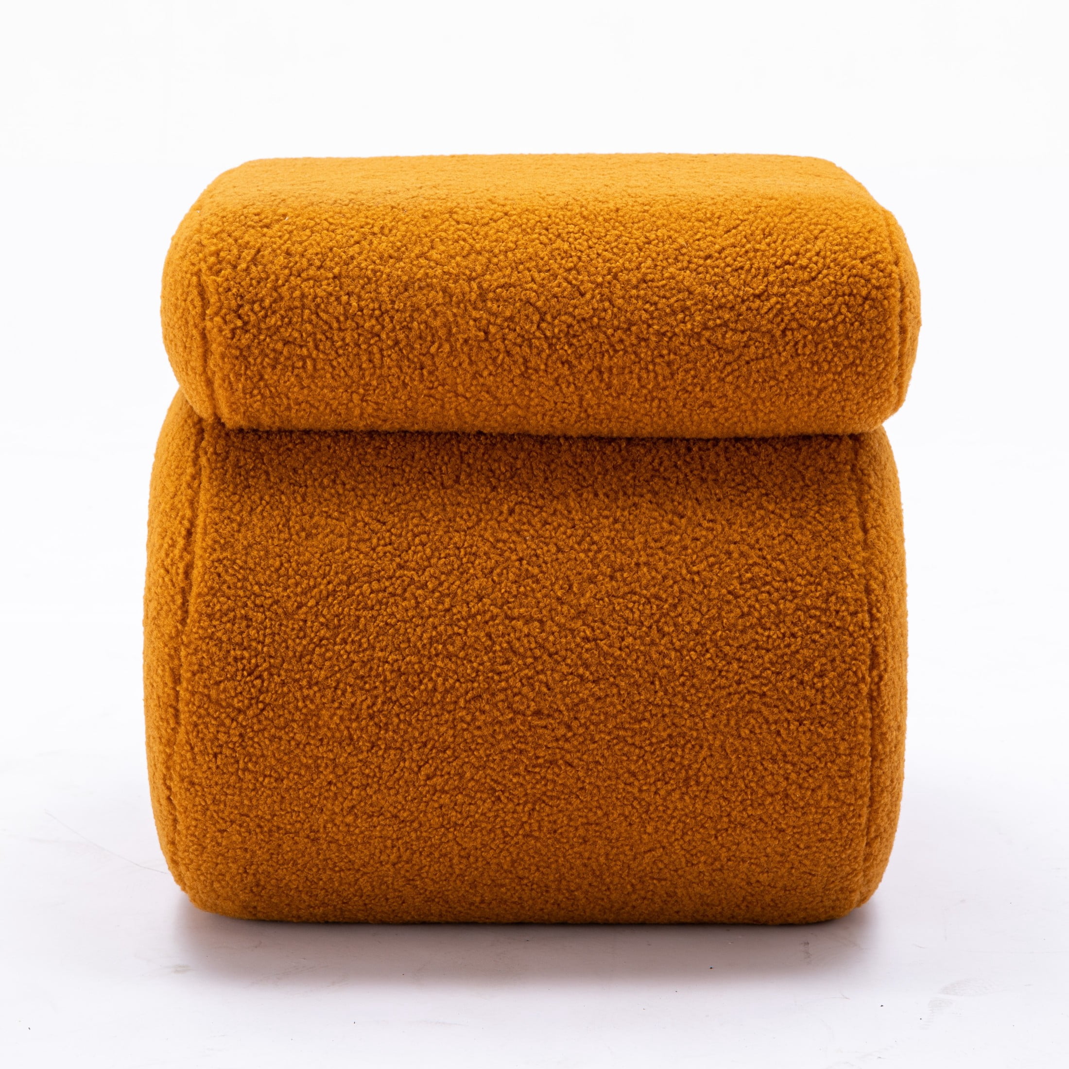Noble House Rache 19" S-Shape Teddy Accent Ottoman, Boucle Makeup Footrest Table Stool with Foam, Orange