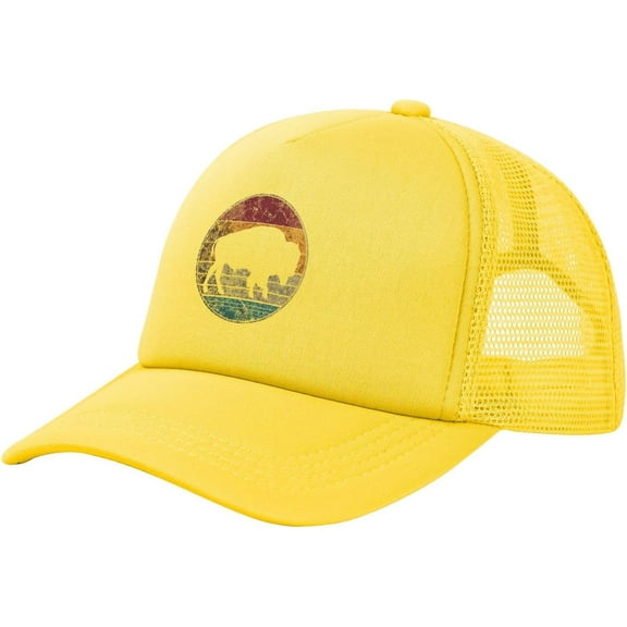 Vintage Distressed Buffalo Retro Bison Animal Lover Gifts Men's Trucker Hat Baseball Hats Dad Hats Summer Hats