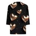 thumbnail image 5 of fartey 3/4 Length Sleeve Blouses for Women Plus Size Valentine's Day Pink Tops Funny Lovely Striped Heart Print T-Shirt Casual V Neck Womens Valentine Gifts Tops Clothing, 5 of 5