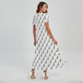 thumbnail image 2 of White And Black Fishing Hooks Printed Short Sleeve Maxi Dress, Fish Fishing Fashion Summer Maxi Dress For Women, 2 of 4