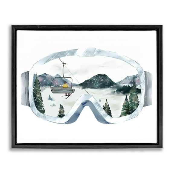 Stupell Industries Ski Mountain Reflection in Sports Goggles Winter Forest Jet Black Framed Floating Canvas Wall Art, 16x20, by Ziwei Li