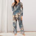 thumbnail image 2 of KLL Cool Cloud White Dragon Print Women's Long Sleeve Pajamas with Pants Sleepwear Loungewear 2 Set-X-Large, 2 of 7