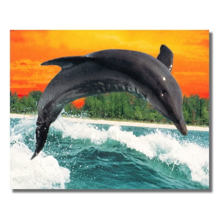 Dolphin Jumping Out of Water behind Boat Wall Picture 8x10 Art