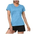 thumbnail image 2 of Women's Fashion Women V Neck Short Sleeve Moisture Wicking Shirts Sport Activewear Top Winter Clothes for Women, 2 of 9