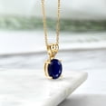 thumbnail image 4 of Gem Stone King 4.53 Ct Oval Blue Sapphire White Diamond 18K Yellow Gold Plated Silver Pendant, 4 of 4