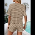 thumbnail image 4 of Pijama de Verano de 2 Piezas con Estampado de Rayas y Corta, Color Caqui, Talla XL, 4 of 8