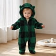 thumbnail image 5 of Gamivast Romper Jumpsuit Baby Fleece Plaid Sherpa Winter Snowsuit Toddler Warm Hooded Outerwear with Cute Bear Ears Full Zip Outfit for Infant, 5 of 6