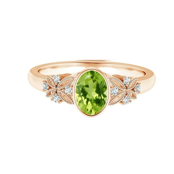 Oval 3 Ctw Peridot Gemstone Bezel Set 925 Sterling Silver Women Wedding Ring