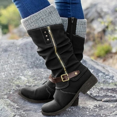 

Size Flat High Colors Shoes Large Boots Women s Zipper Leisure Heels Mixed Women s Boots