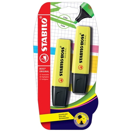 STABILO BOSS ORIGINAL Highlighter Set 2-Pen Set, Yellow