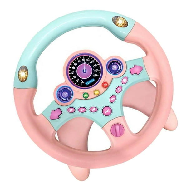 Volante de Copiloto de Simulación con Base para Niños Coche de Juguete para Niños Rosa , Rosado, 9,84 × 9,84 pulgadas