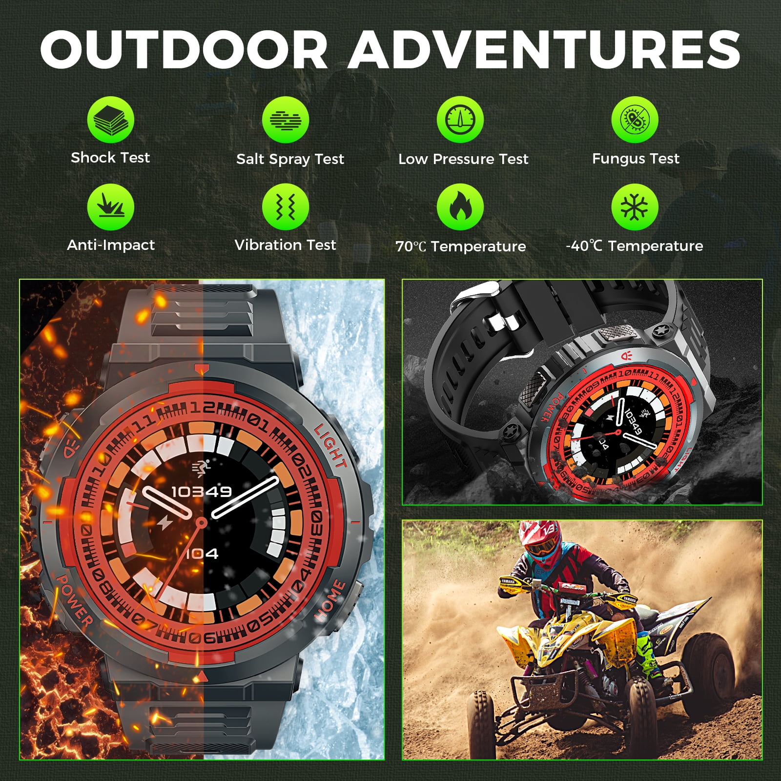 Cyberdyer Sports Smart Watch for Men(Answer/Dial Calls) with Flashlight, 3ATM Waterproof 1.53'' Screen Big Battery Rugged Smartwatch, 100+ Sport Modes Fitness Tracker for iPhone Android