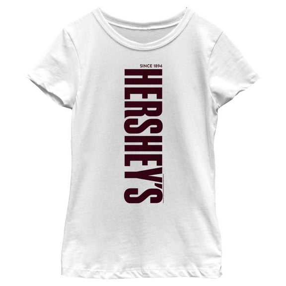 Girl's HERSHEY'S Vertical Logo  Graphic Tee White Small