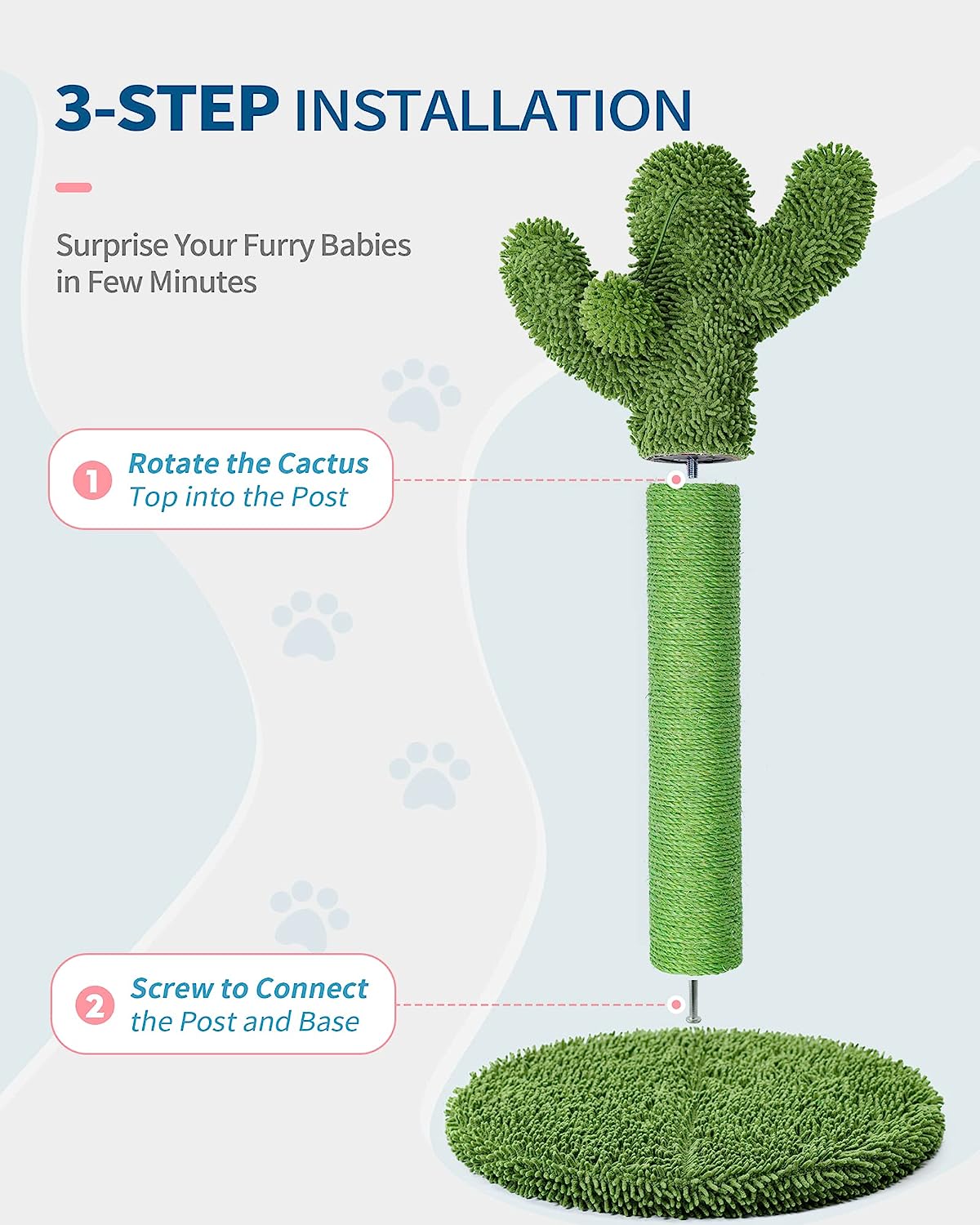 Made4Pets Medium Green Cat Scratching Post with Dangling Balls for Kittens