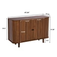 thumbnail image 7 of Wirrytor Buffet Storage Cabinet, Sideboard Cabinet with 2 Doors and Adjustable Shelve, Credenza Cabinet with Stripping Decorated Design for Living Room, Dining Room, Bedroom (Walnut), 7 of 7