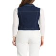 thumbnail image 3 of Allegra K Women‘s Washed Chest Flap Pockets Single Breasted Denim Vest Jacket, 3 of 5