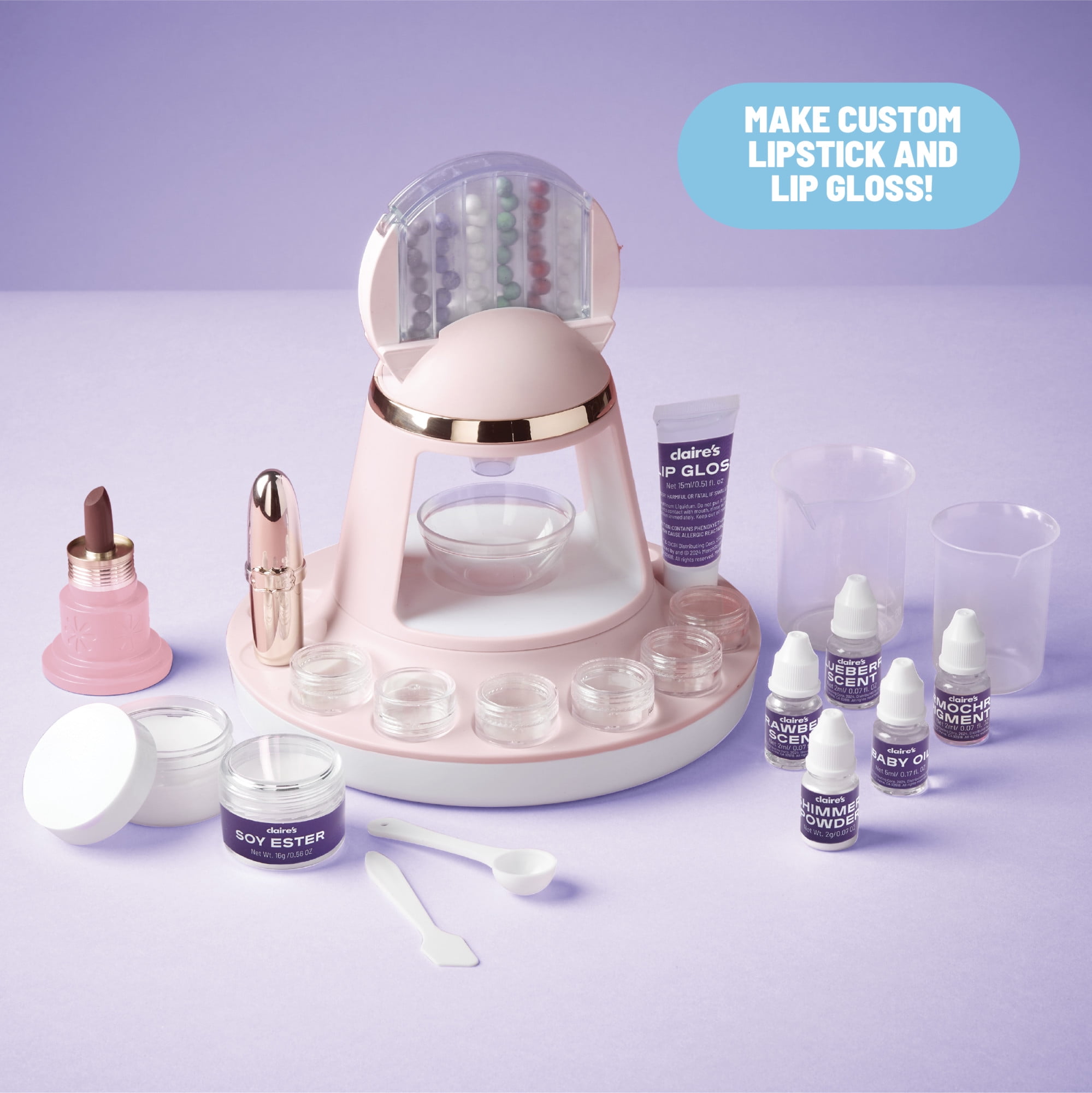 Claire’s® Custom Lipstick & Gloss Maker, DIY Makeup Kit, Cosmetic Making, Lip Gloss for Teens & Girls