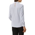 thumbnail image 3 of INSPIRE CHIC Women's Stand Collar Pleated Button Keyhole Button Blouse M Purple-Grey, 3 of 6