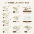 thumbnail image 5 of SENSARTE 24-Piece Ceramic Pots and Pans Set, White Induction Nonstick Cookware Set, Healthy Kitchen Cooking Sets with Stay-Cool Handles, Dishwasher Safe, Stackable, 5 of 8