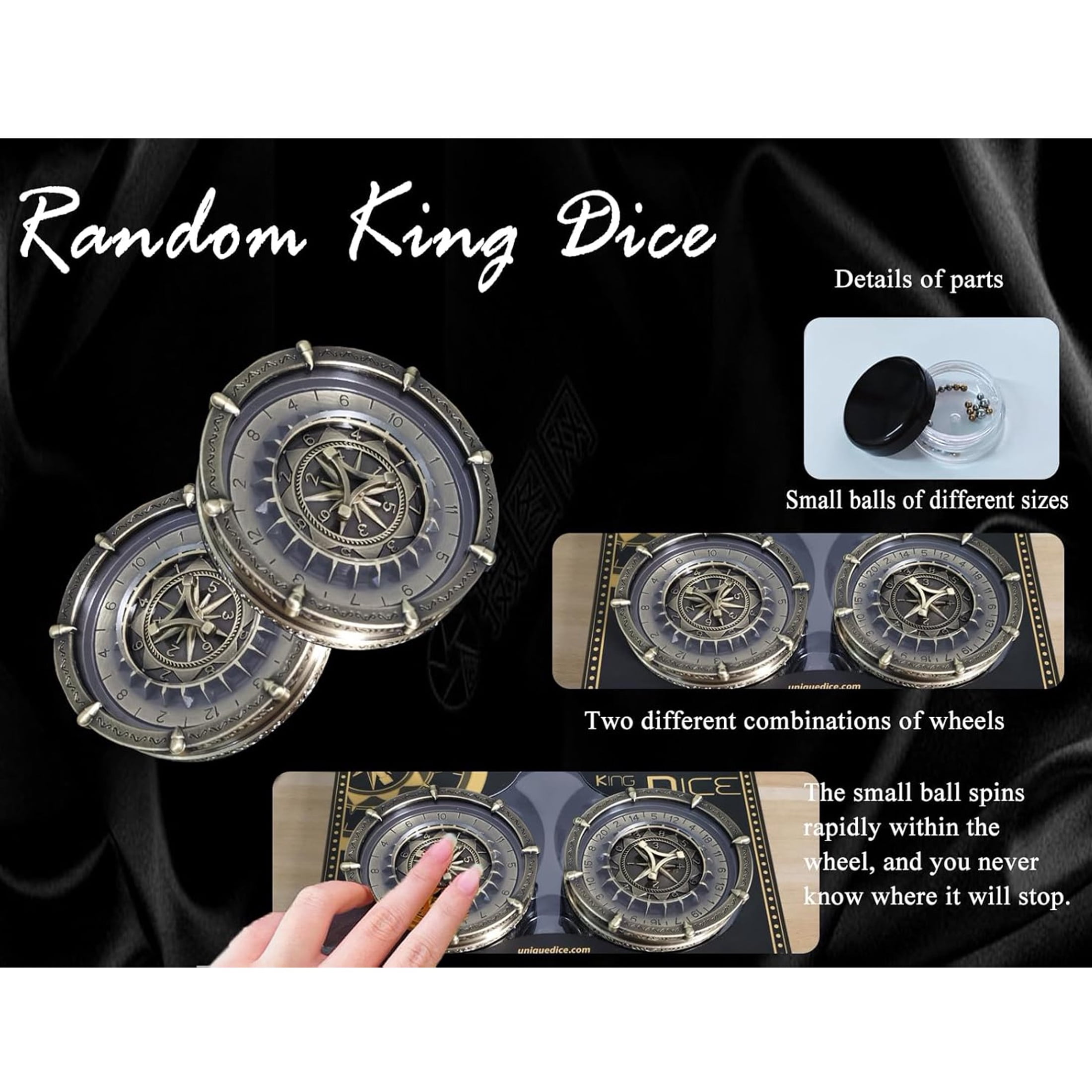 Metal DND Dice Spinner/Wand Dice, Cthulhu Awaken, Random King 7-in-2 Dual-Spin Wheels Dice