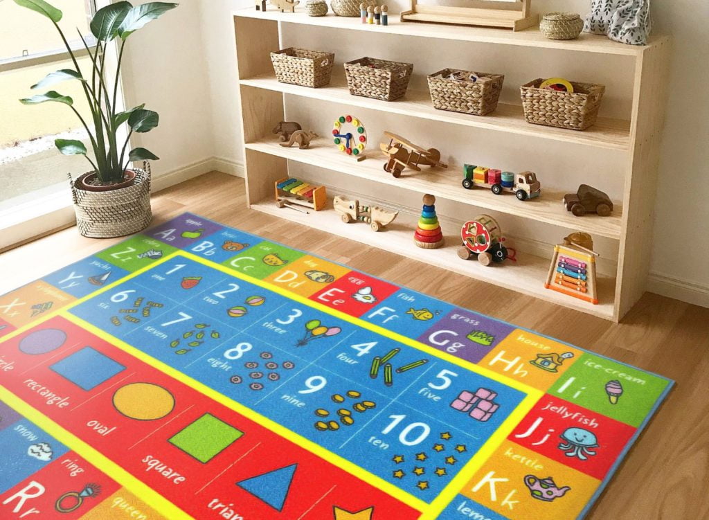 KC Cubs Playtime Collection ABC Numbers Shapes Educational Rug 5' x 6'6"