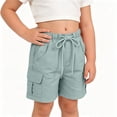 thumbnail image 6 of BXJX Boy's Cargo Shorts, Multiple Pockets Knee Length Relaxed Fit Elastic Waist Summer Shorts Light Blue Size 7-8 T, 6 of 8