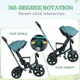 thumbnail image 6 of Zukka 6 in 1 Kids Tricycle Stroller Children Adjustable Foldable Ride On Toddler for 1-6 Years Green, 6 of 9