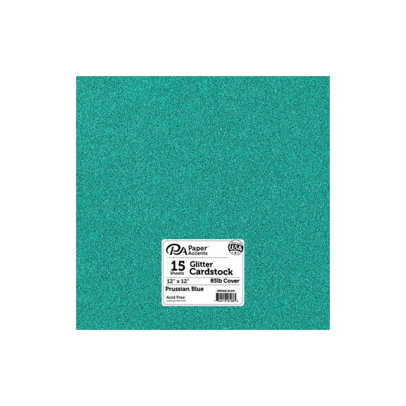 Paper Accents Glitter Cardstock 12"x 12" 85lb 15pc Prussian Blue