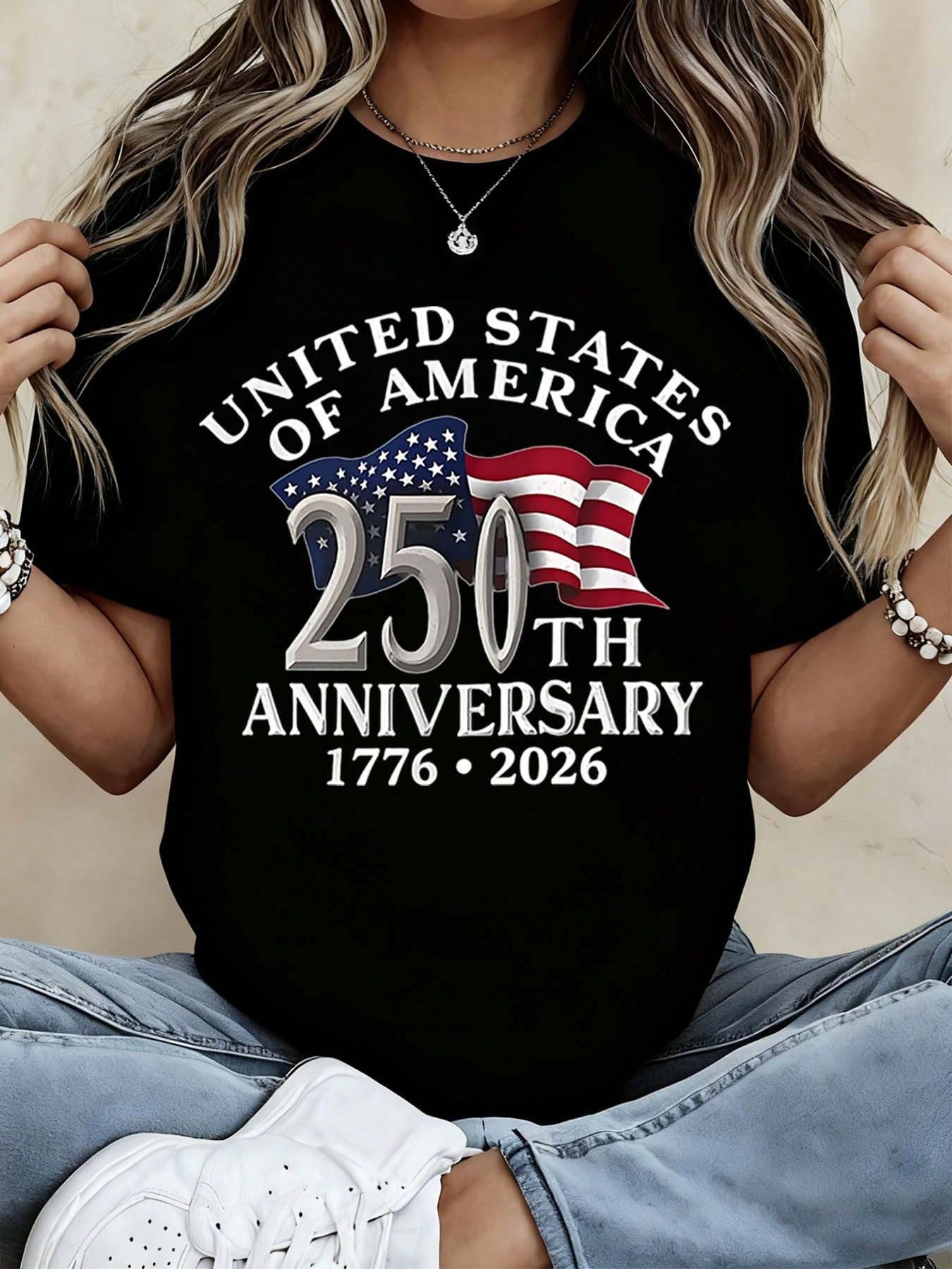 Retro United States of America 250th Anniversary T-Shirt - Patriotic 1776-2026 American Flag Graphic Tee for Men and Women - Vintage USA Semiquincentennial Celebration Apparel