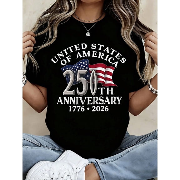Retro United States of America 250th Anniversary T-Shirt - Patriotic 1776-2026 American Flag Graphic Tee for Men and Women - Vintage USA Semiquincentennial Celebration Apparel