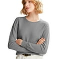 thumbnail image 2 of Women's 100 Percent Pure Wool Sweater Long Sleeve Pullover Crew Neck Tops for Woman Dark Gray S, 2 of 9