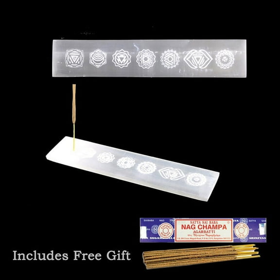 7 Chakra 8 inch Selenite Incense Burner