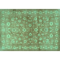 Ahgly Company Indoor Rectangle Persian Turquoise Blue Traditional Area Rugs, 5' x 7'