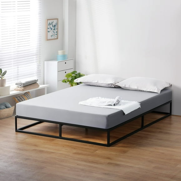 Olee Sleep 9 Inch Modern Metal Platform Bed Frame / Steel Slats / Mattress Foundation / No Box Spring Needed, King, Black