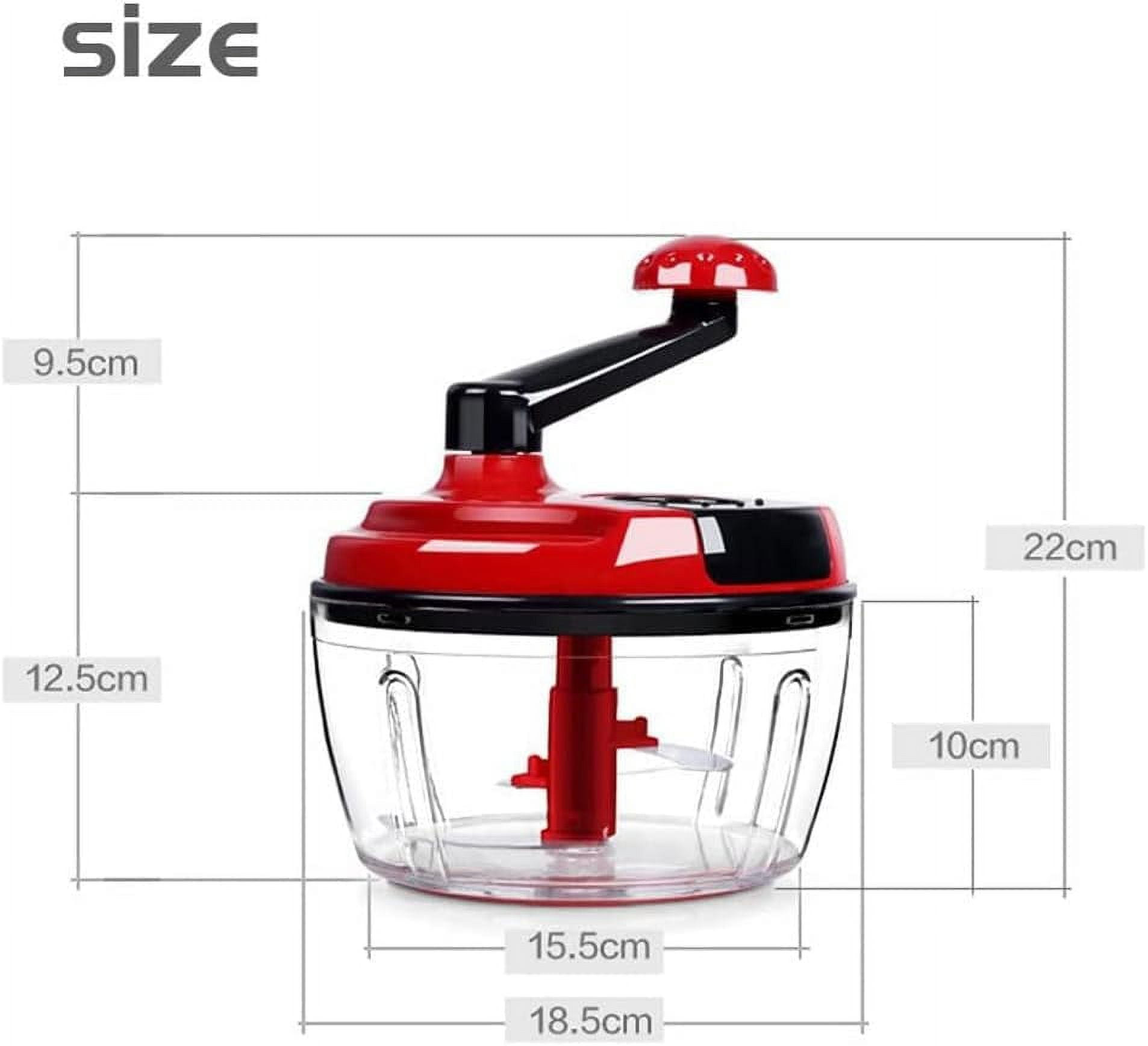 Manual Food Processor,8 Cup Hand Powered Crank Chopper,Mincer Blender with Clear Container,for Vegetables Meat Fruits Onions